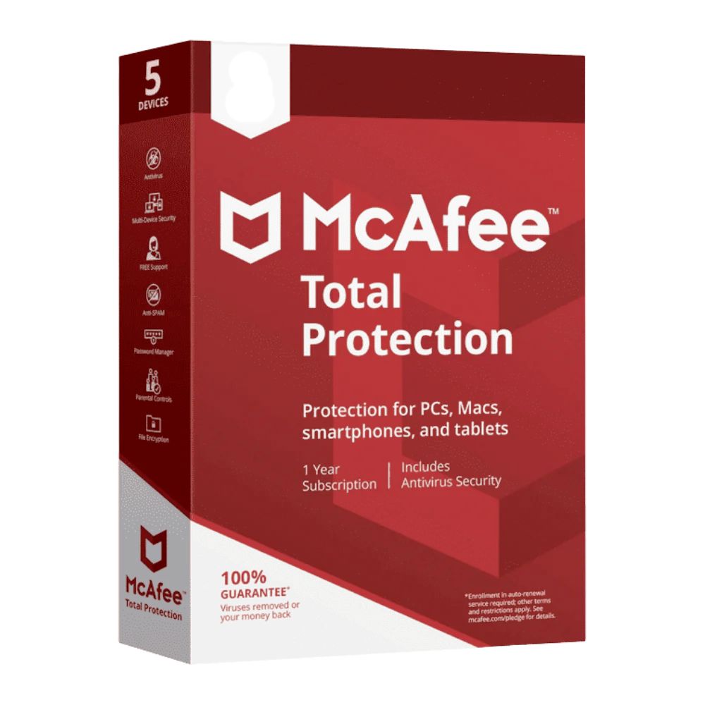 Antivirus McAfee Total Protection 10 Dispositivos por 1 año