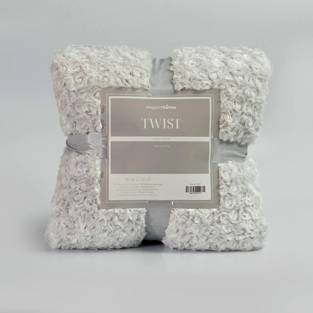 Cobija Twist Gris Cafe Ovejero Peluda 1.80 x 2.00