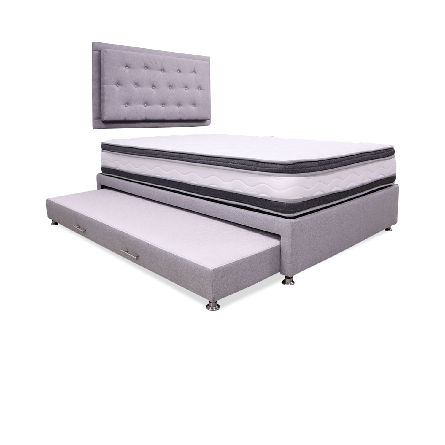Combo Cama Tarima Nido + Colchón Blaser doble pillow 100 Sencillo + Espaldar