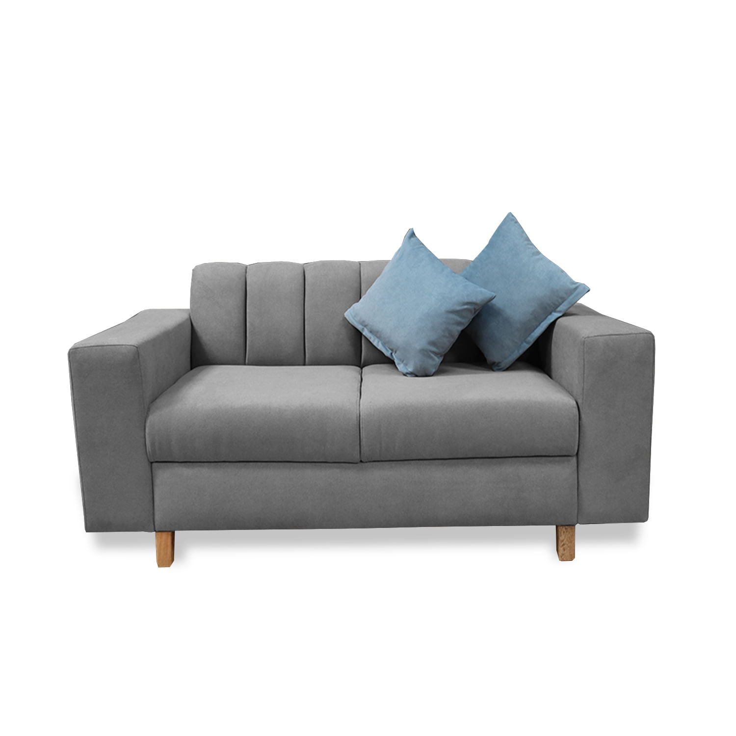 Sofa Noah 2 Puestos Gris + Cojines
