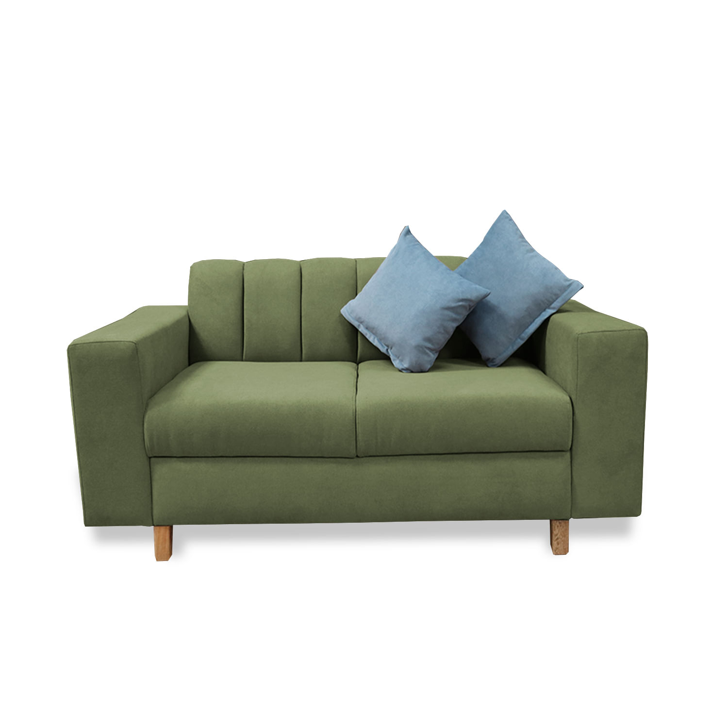 Sofa Noah 2 Puestos Verde + Cojines