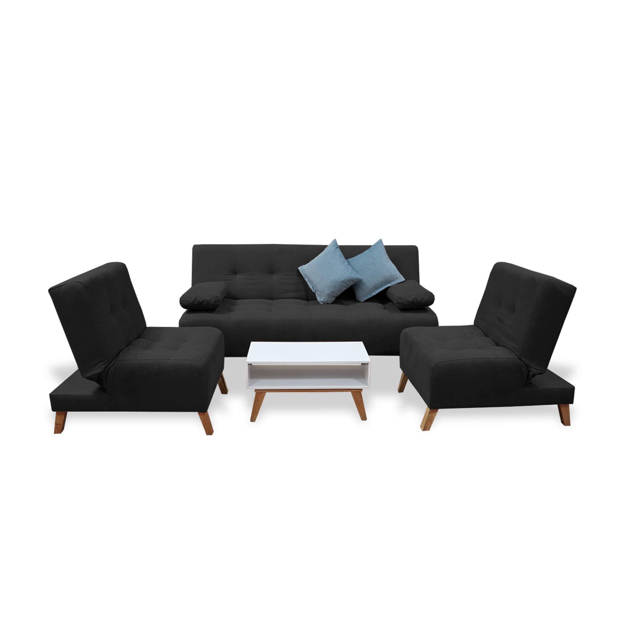 Sala Clic Clac Egli 3 Posiciones Reclinable Negro + Cojines