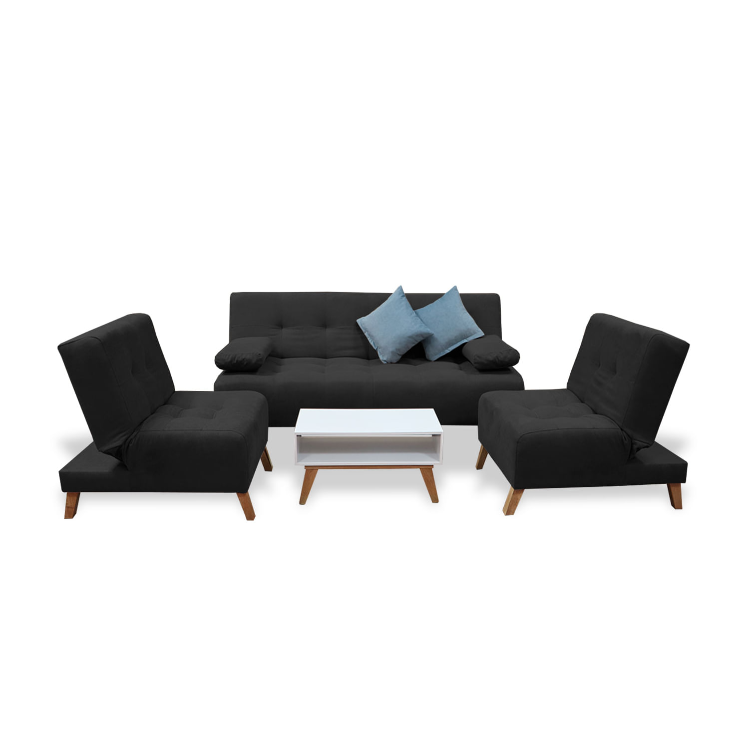 Sala Clic Clac Egli 3 Posiciones Reclinable Negro + Cojines