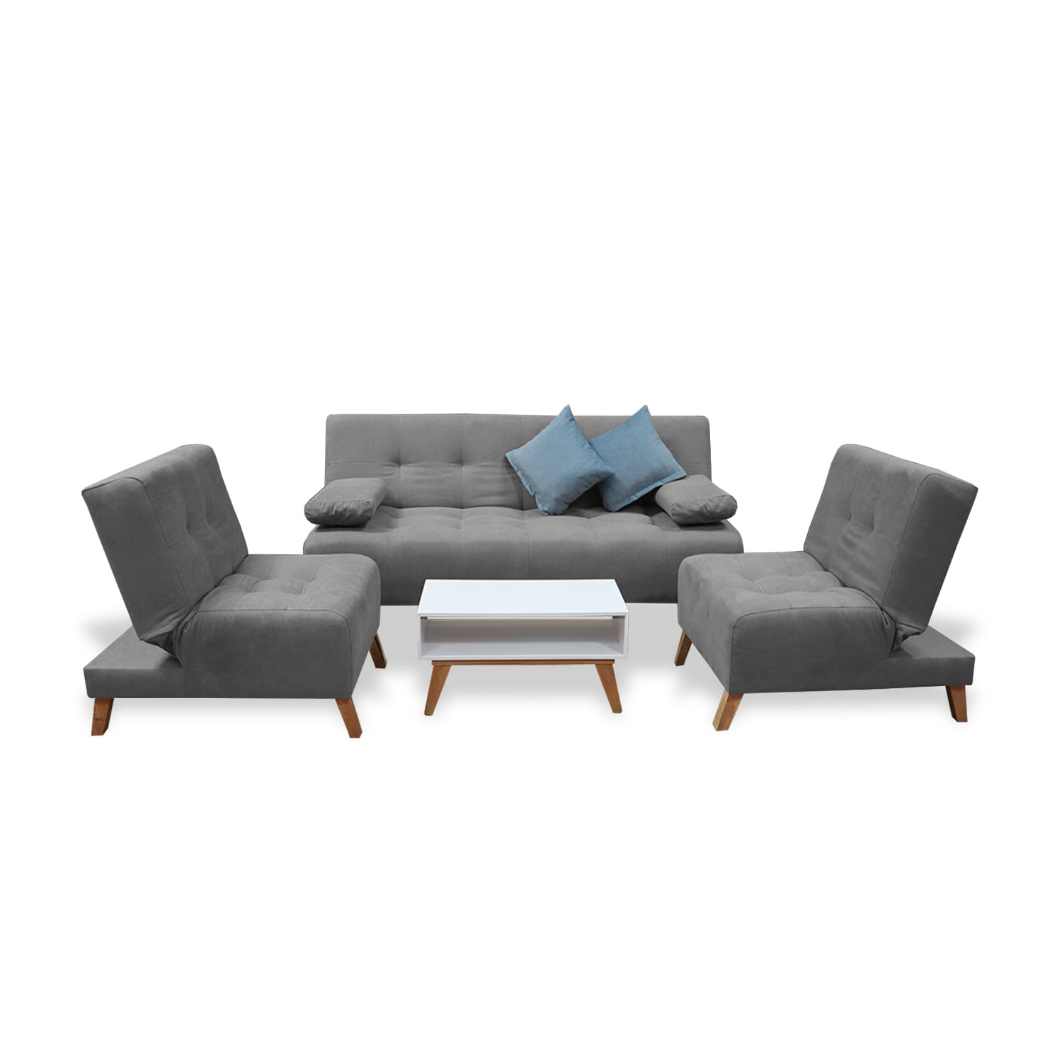 Sala Clic Clac Egli 3 Posiciones Reclinable Gris + Cojines