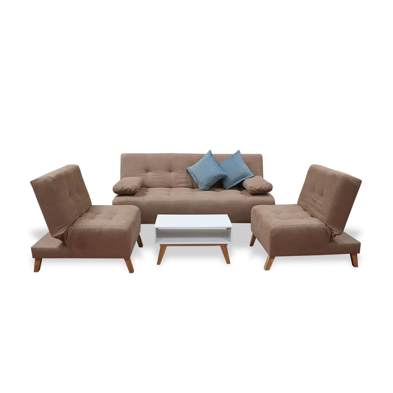 Sala Clic Clac Egli 3 Posiciones Reclinable Camel + Cojines