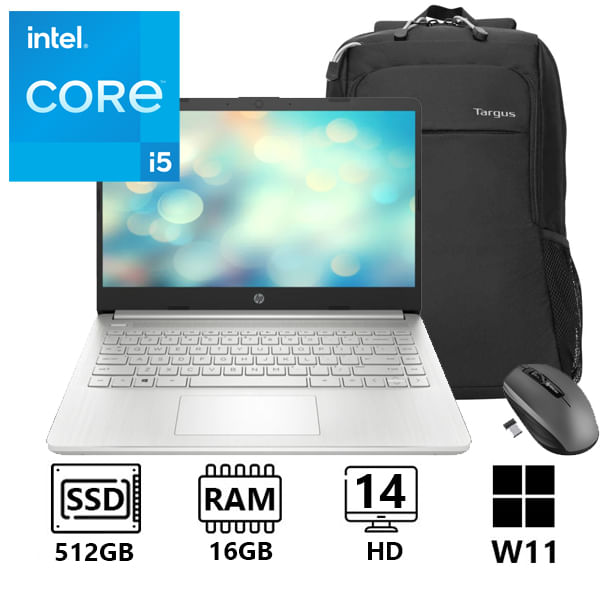 Portatil Hp DQ5039 Intel Core 5 1235u Ssd 512Gb Ram 16Gb 14" FHD + Morral y Mouse Inalambrico