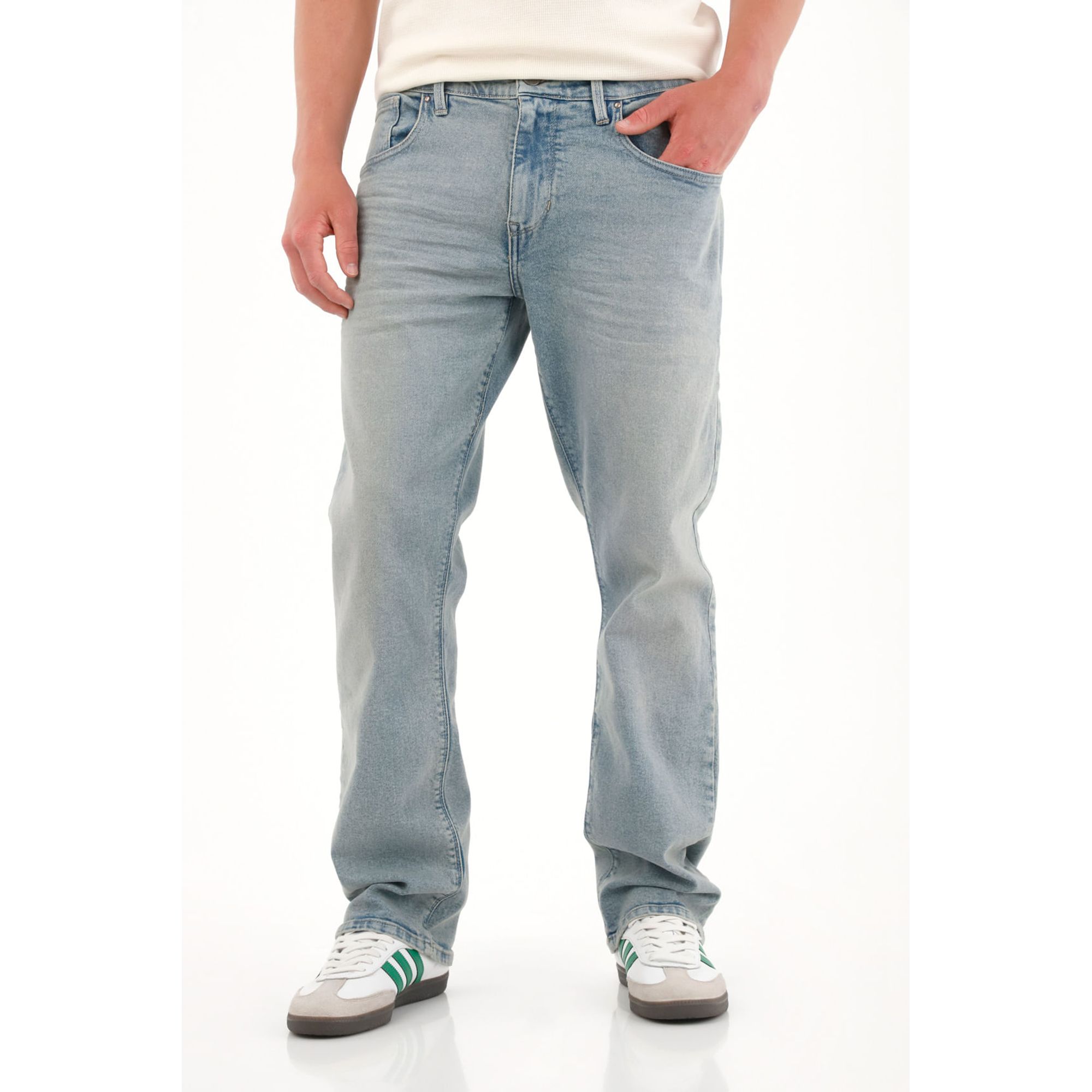 Jean Recto tiro medio azul claro para hombre
