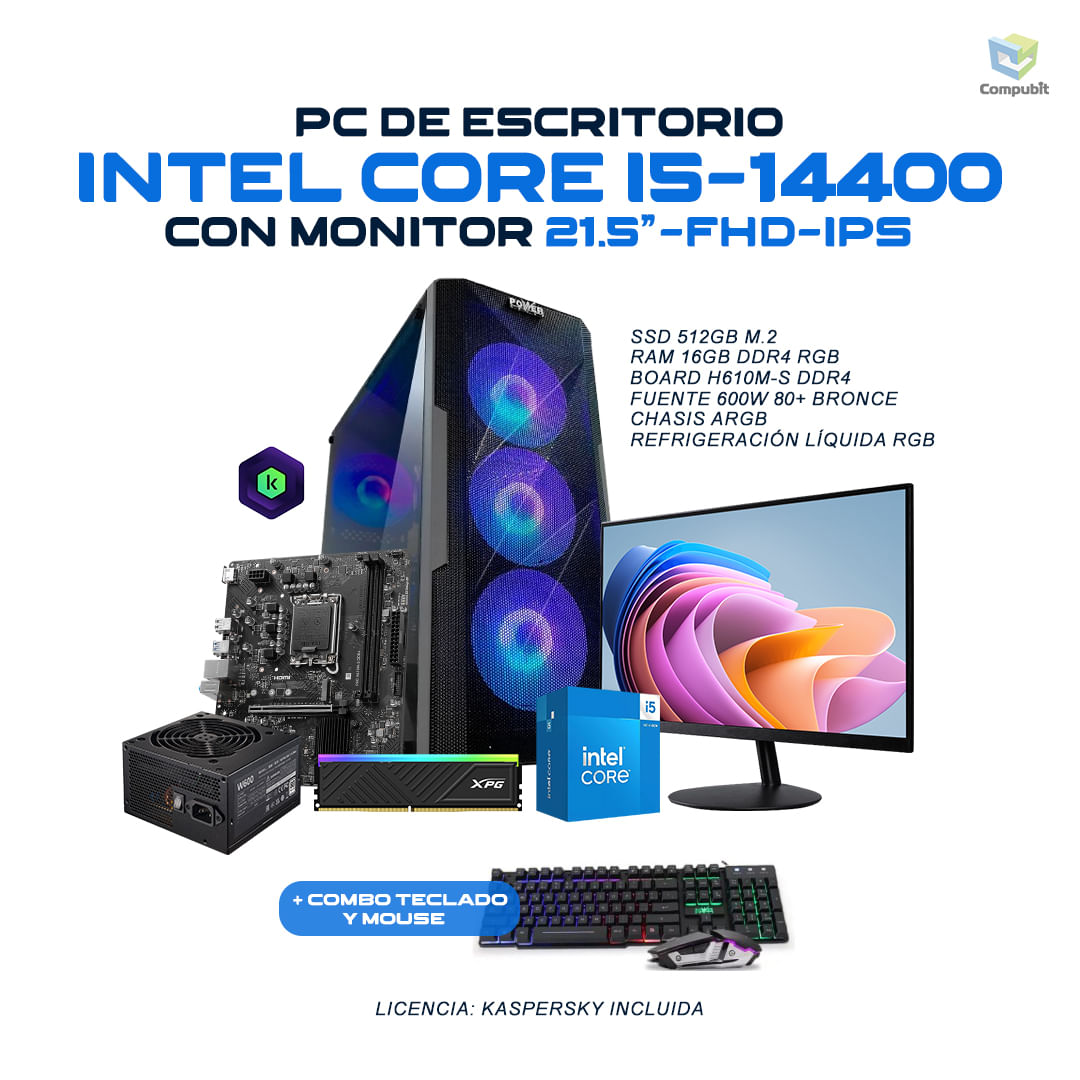 Computador GAMER INTEL CORE I5-14400 16GB 512GB - G145162SRLL