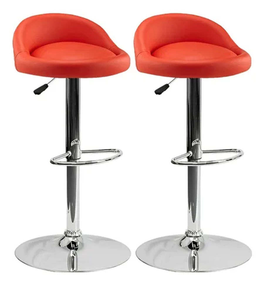 Silla Piso Bar Banqueta Taburete Giratoria Graduable Roja X2