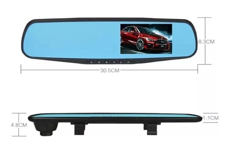 Espejo Retrovisor Doble Cámara Pantalla 4.3'' Full Hd Carro