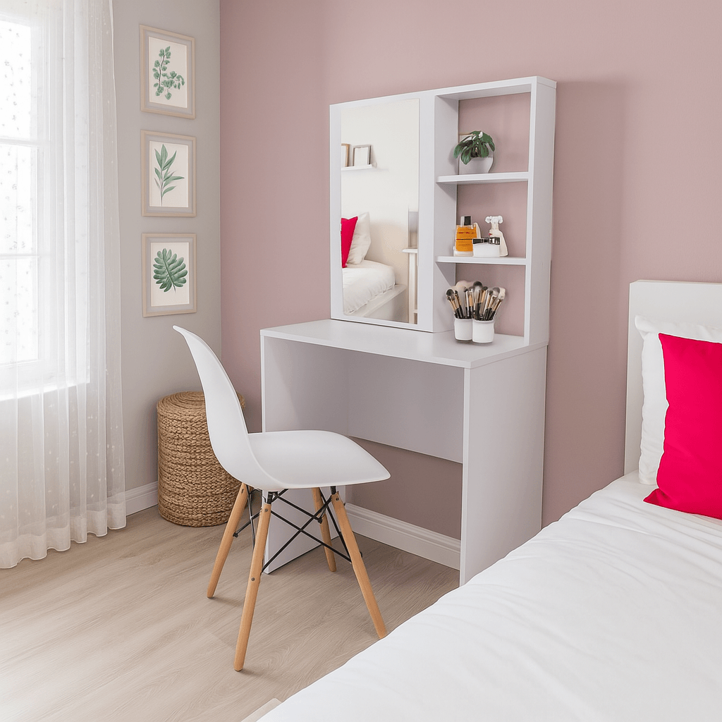 Combo Tocador Mallorca (140x70x40) Blanco + Silla Eames