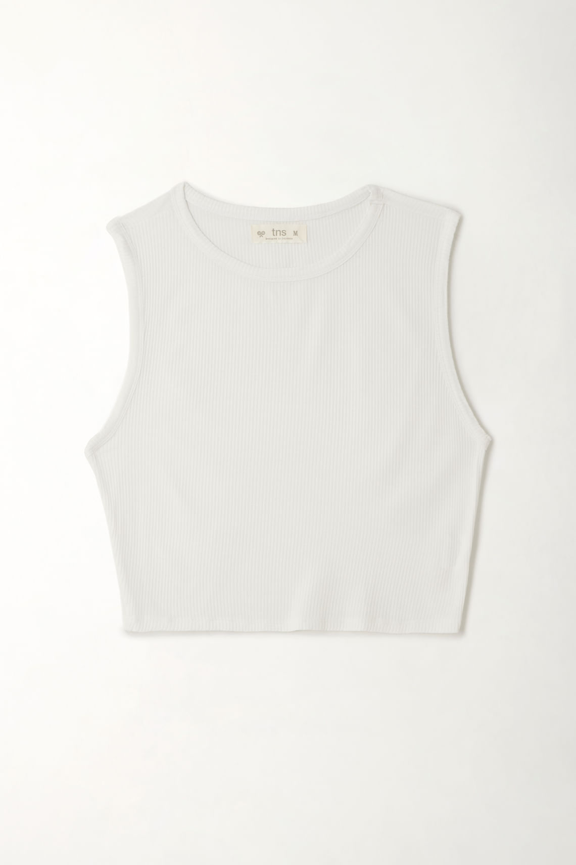 Camiseta crop manga sisa crudo para mujer