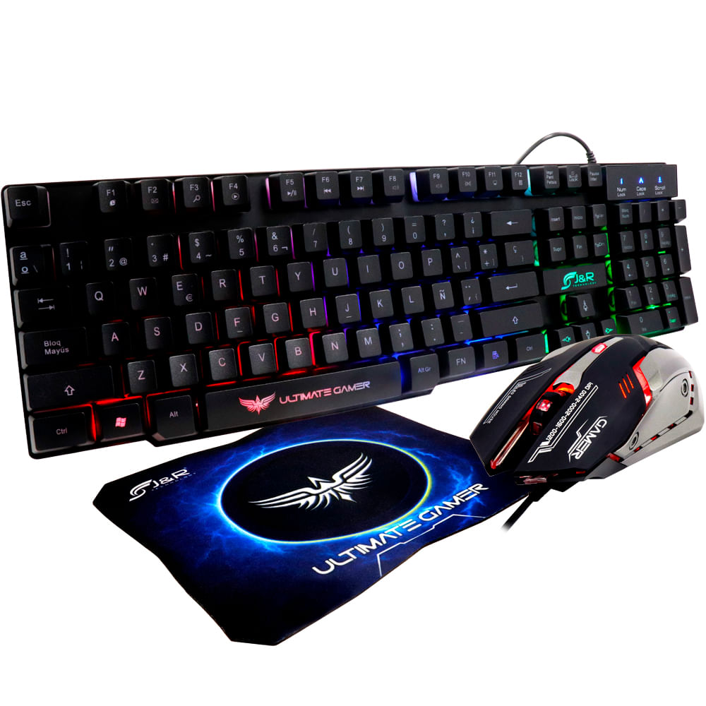 Combo Gamer Multimedia Thunder Edition 3 En 1: Teclado, Mouse Y Mouse Pad Con Diseño Exclusivo