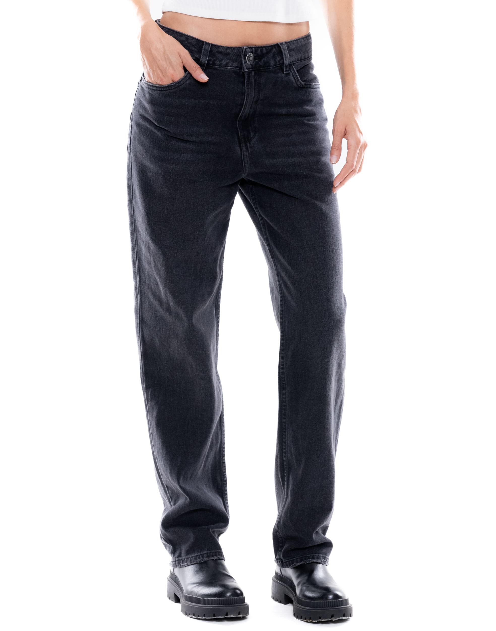 Black Denim Straight Fit Jeans