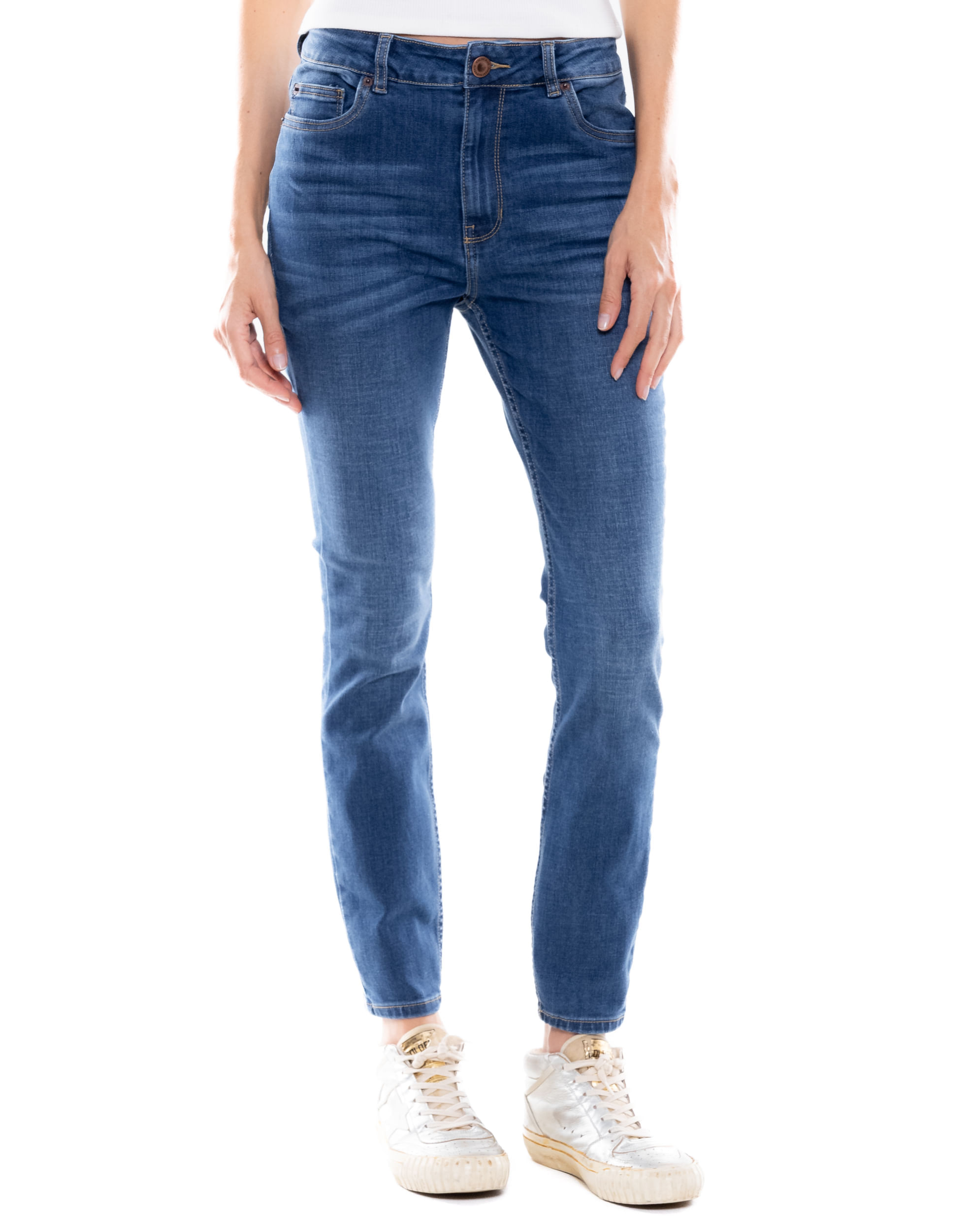 Medium Waist Skinny Fit Jeans Tono Oscuro
