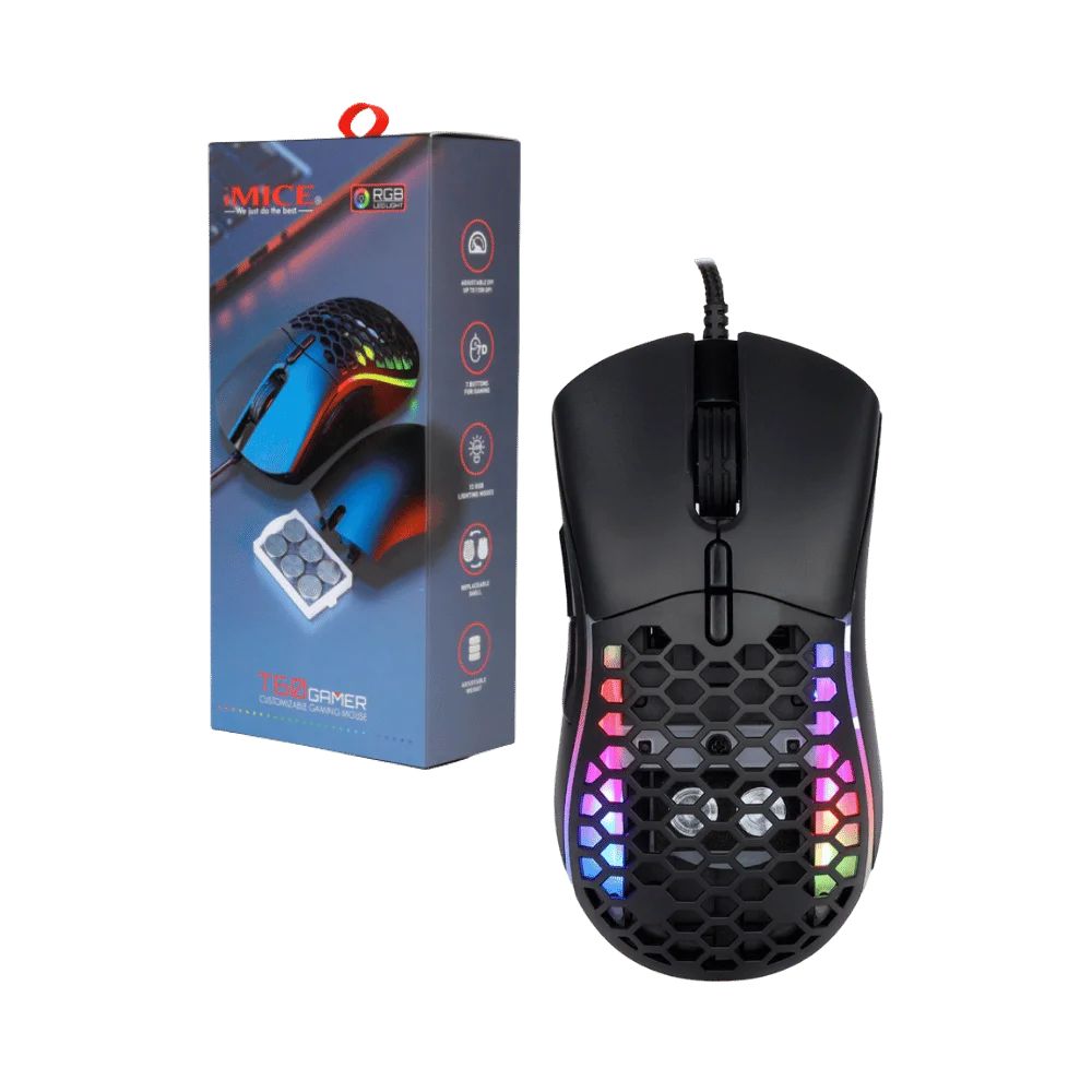 Mouse Gamer Usb Con Peso Rgb T60 80375