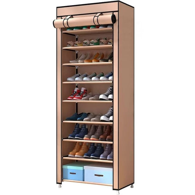 Zapatero Closet De 9 Niveles Armable En Tela Café