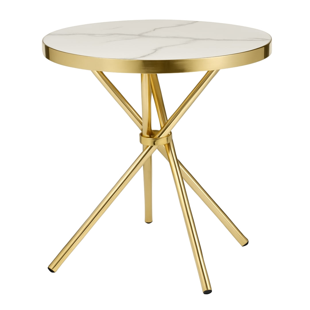 Mesa Auxiliar Redonda Luxury Blanca 70x70 Cm Estilo Europeo