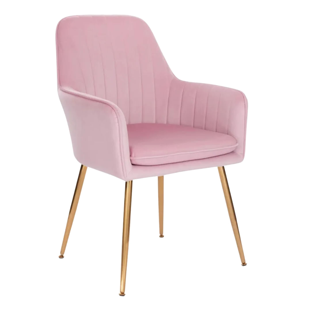 Silla De Comedor Terciopelo Valencia Rosada