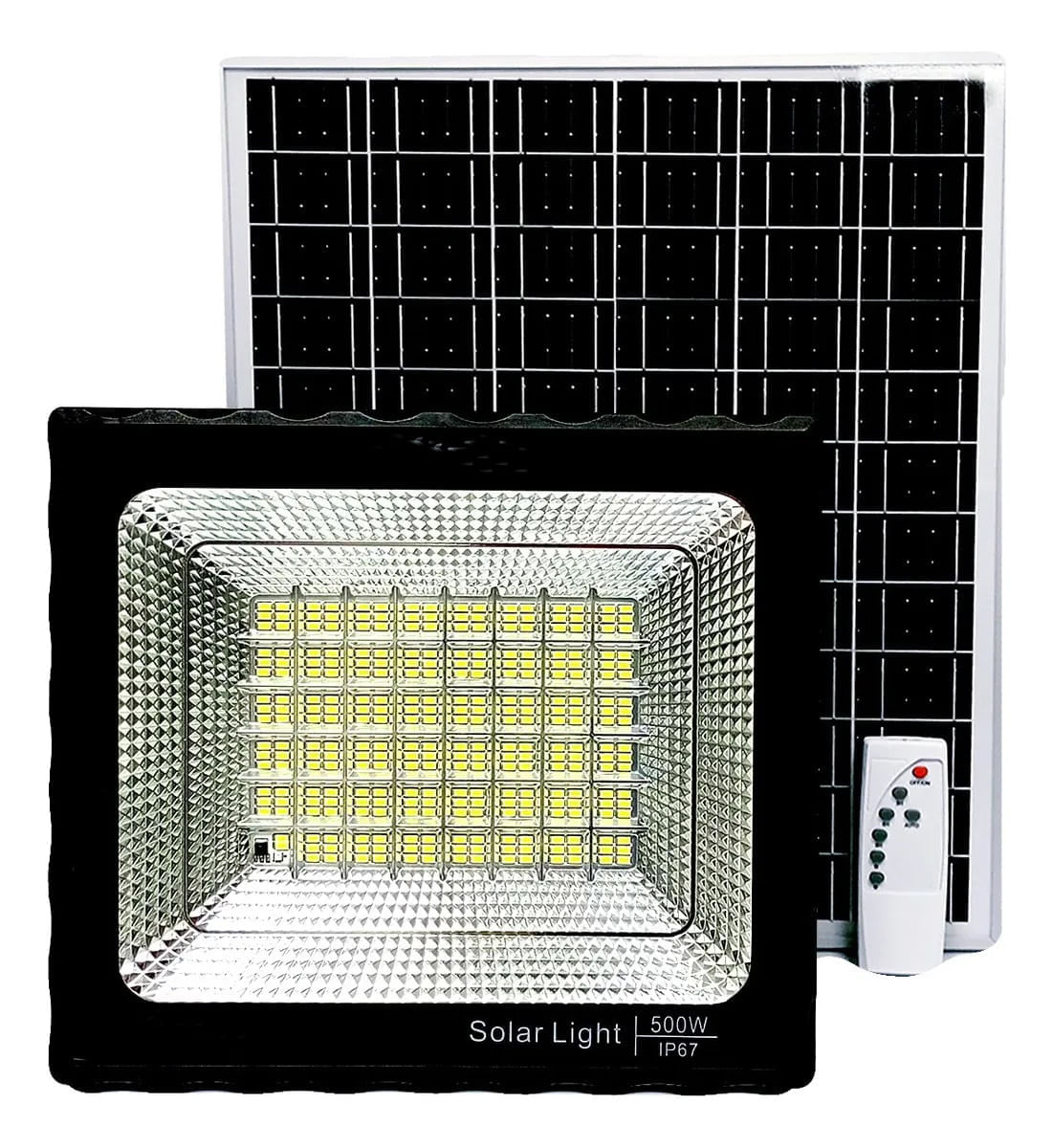 Reflector Led Con Panel Solar 500w Luz Blanca