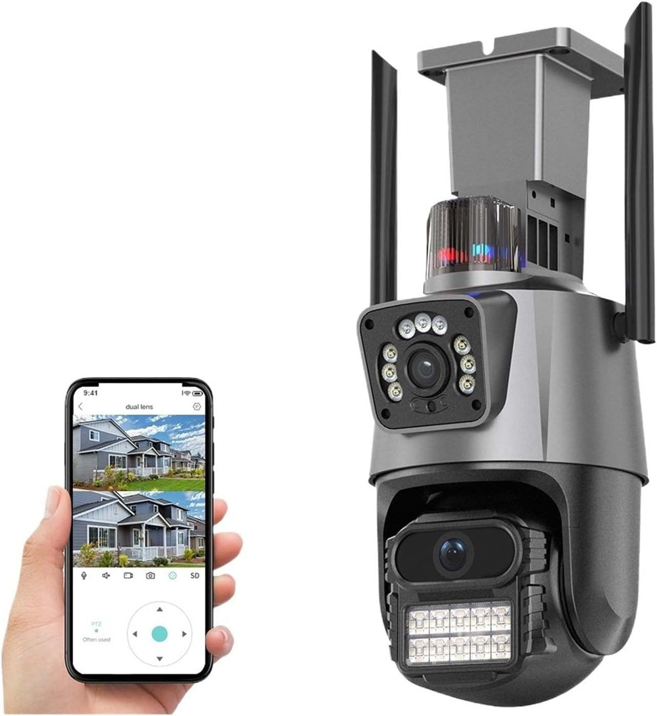 Cámara WiFi PTZ visión nocturna Doble Sensor Seguimiento Automatico