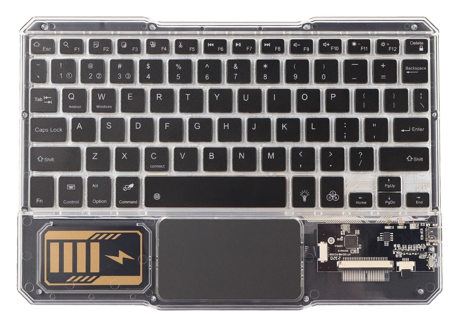 Teclado Transparente con Bluetooth Recargable Negro