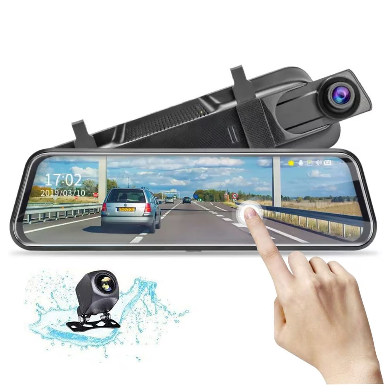 Espejo Retrovisor Con Cámara Táctil Dual 7 Pulgadas Dvr 1080p