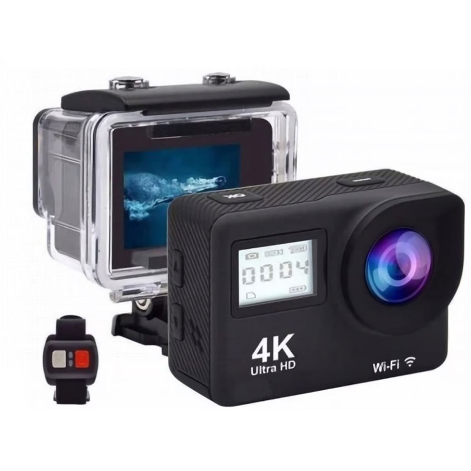 Cámara Deportiva 4K Wifi Dual Lcd Con Control Remoto