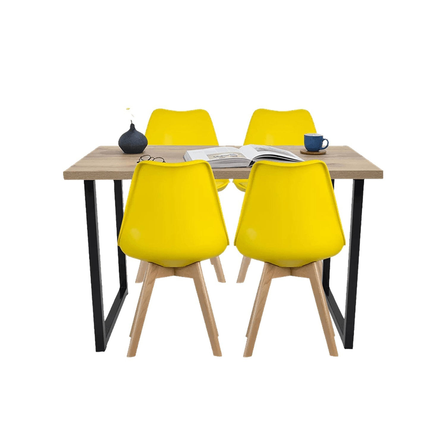 Juego de Comedor Industry con 4 Sillas Milano amarilla