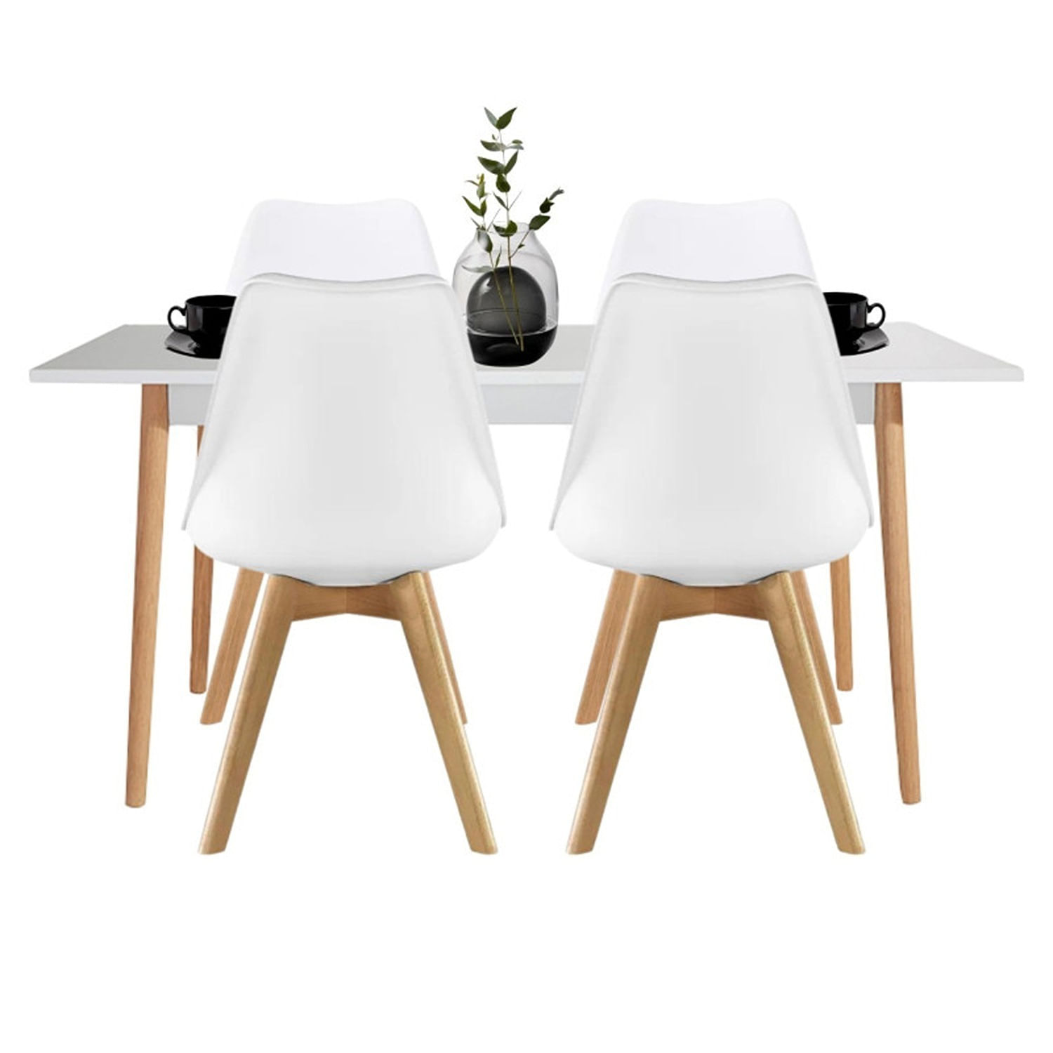 Juego de Comedor White con 4 Sillas Milano blanca
