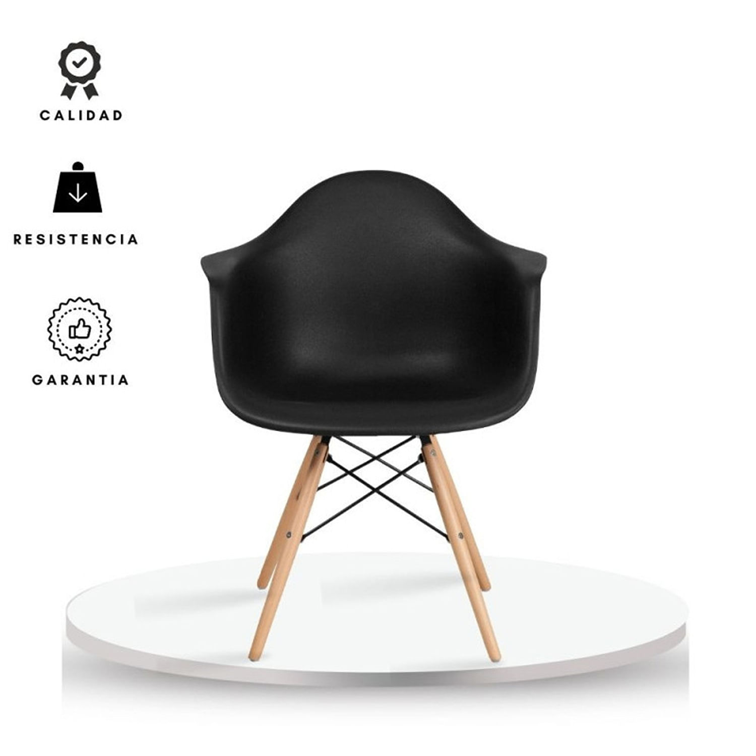 Silla Eames Brazos Negro