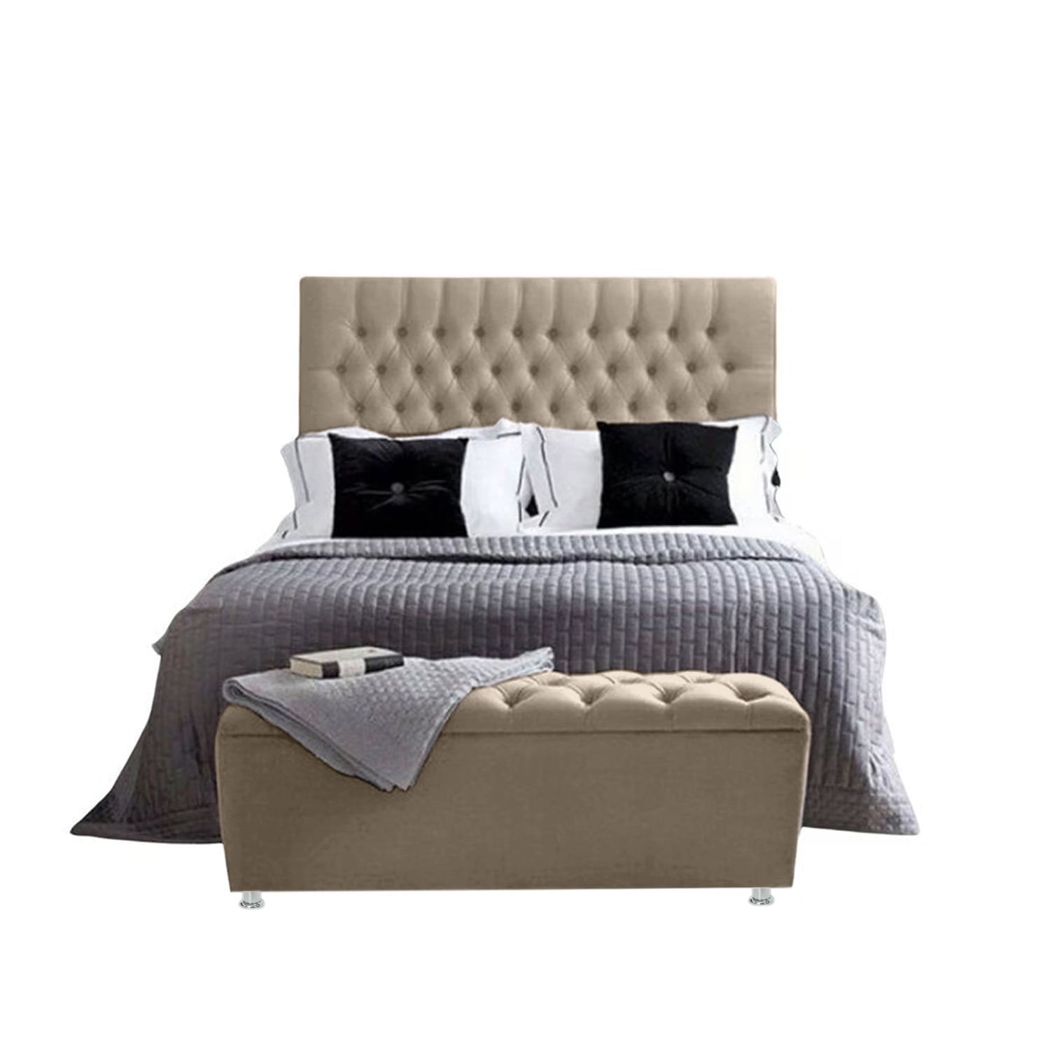 Base Cama Con Espaldar Doble Paris Taupe