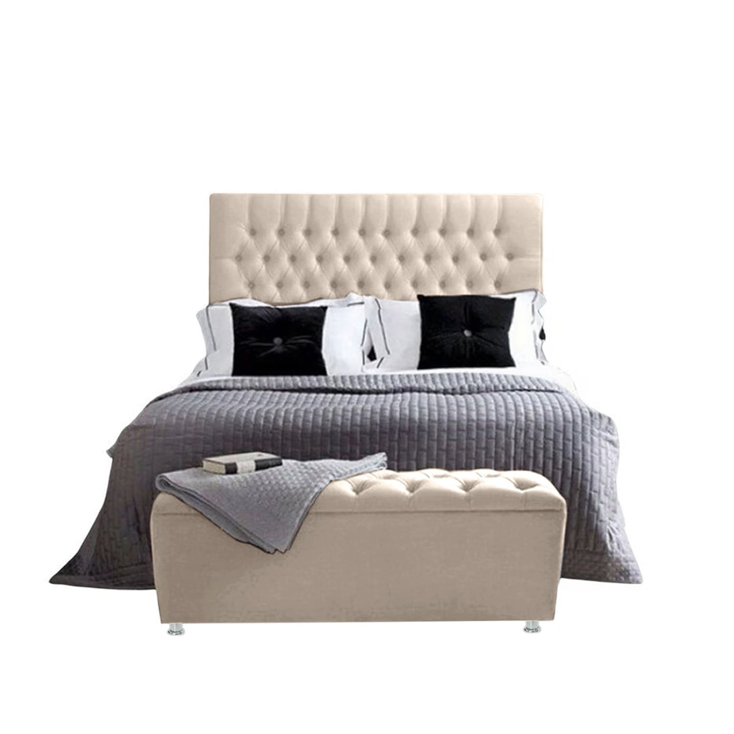 Base Cama Con Espaldar Doble Paris Beige