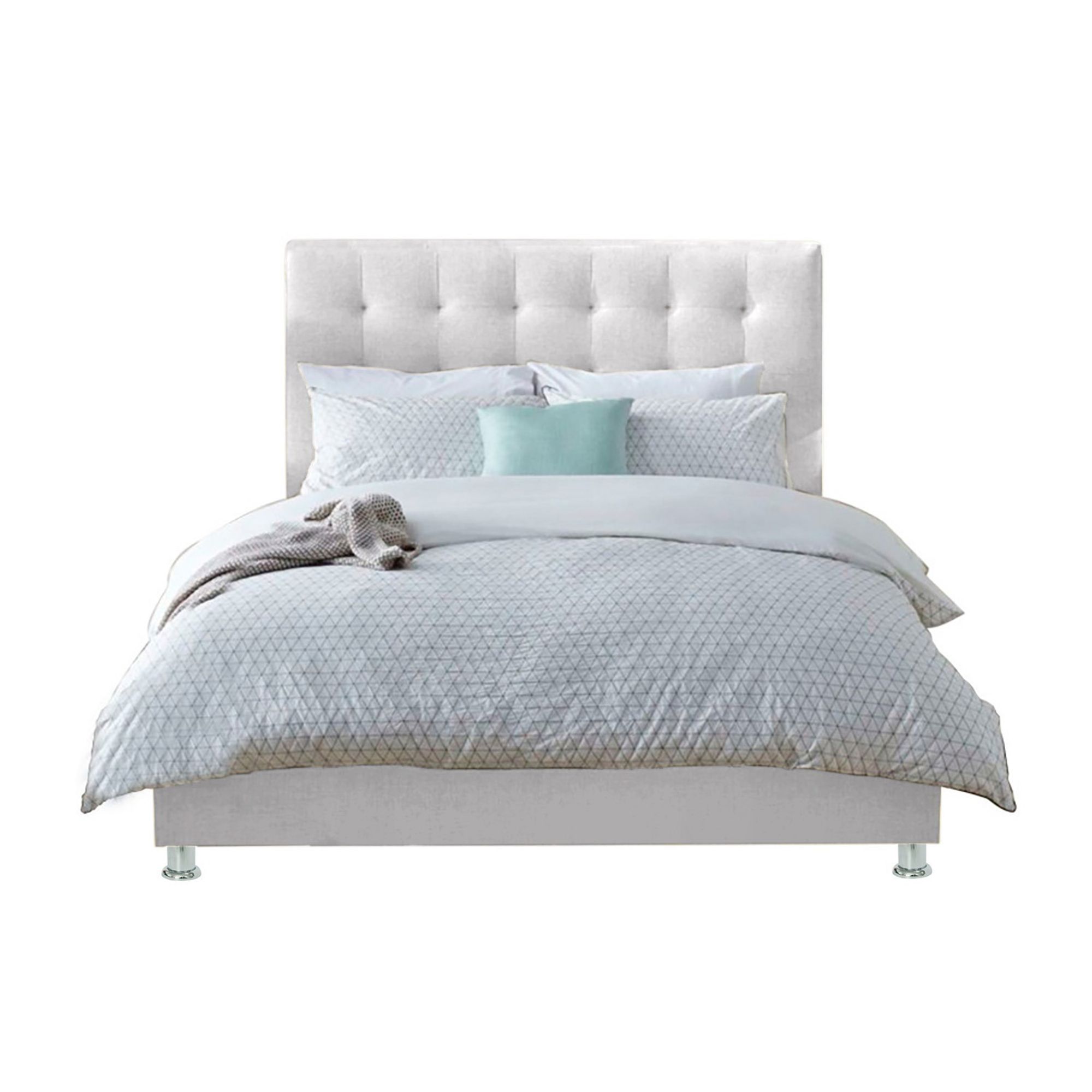 Base Cama Con Espaldar Doble Luxury Blanco