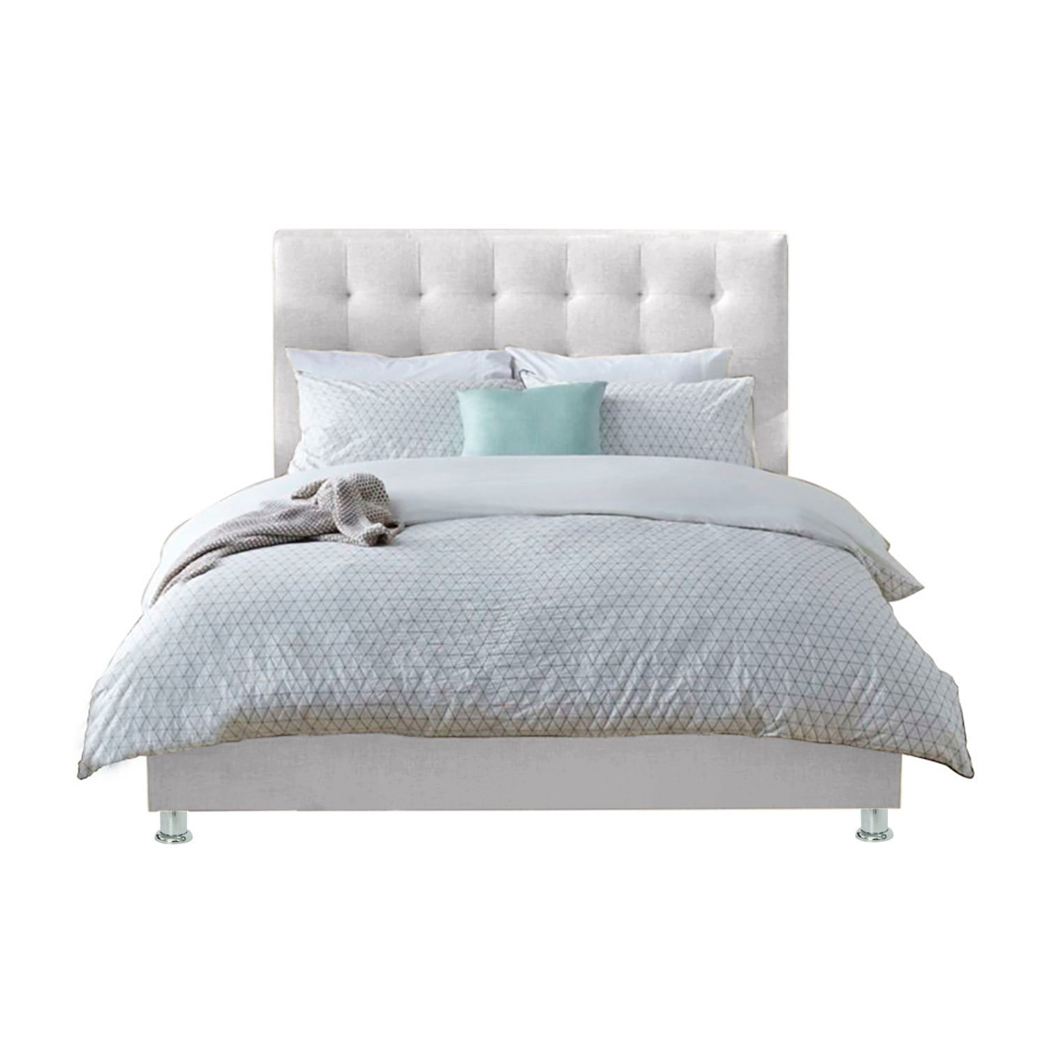 Base Cama Con Espaldar Doble Luxury Blanco