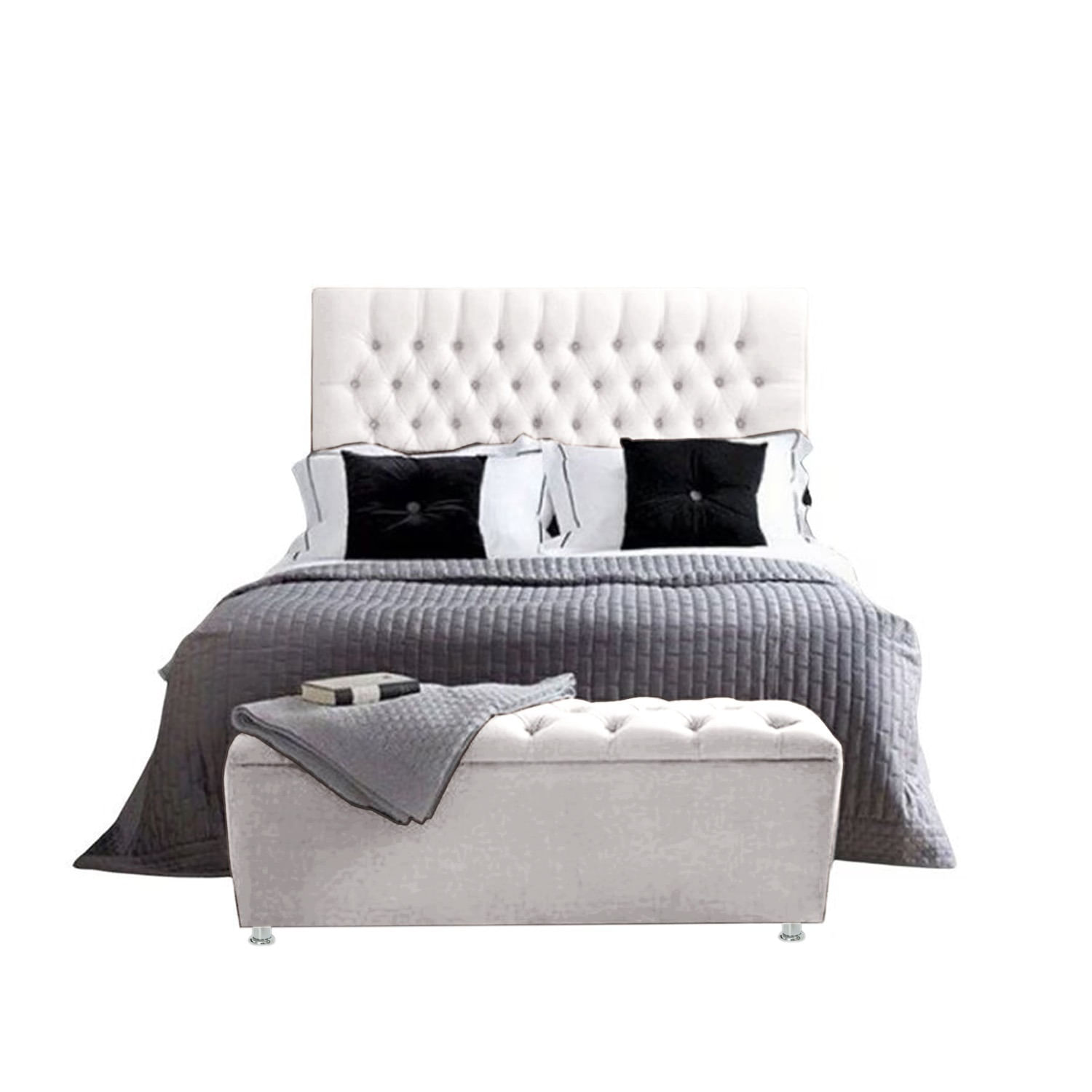 Base Cama Con Espaldar Semidoble Paris Blanco