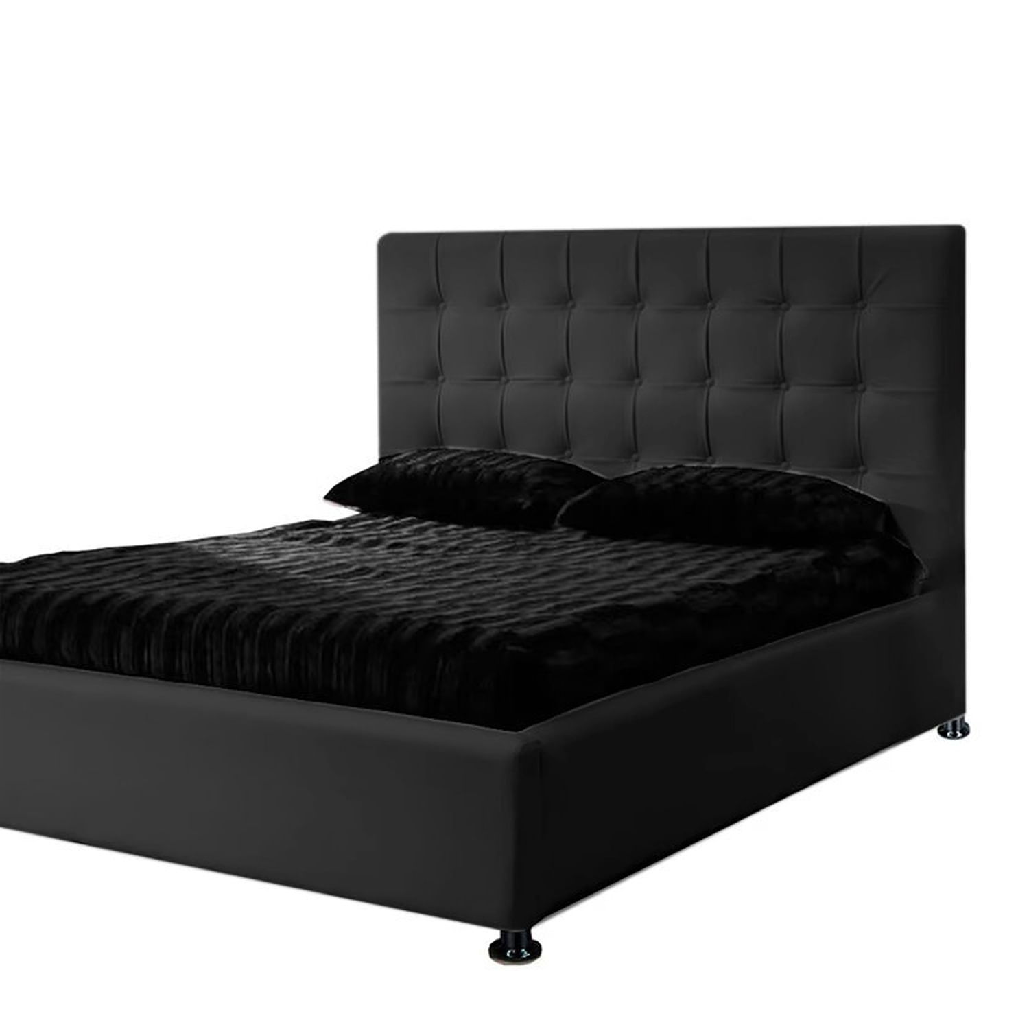 Base Cama Con Espaldar Doble Ilusion Negro