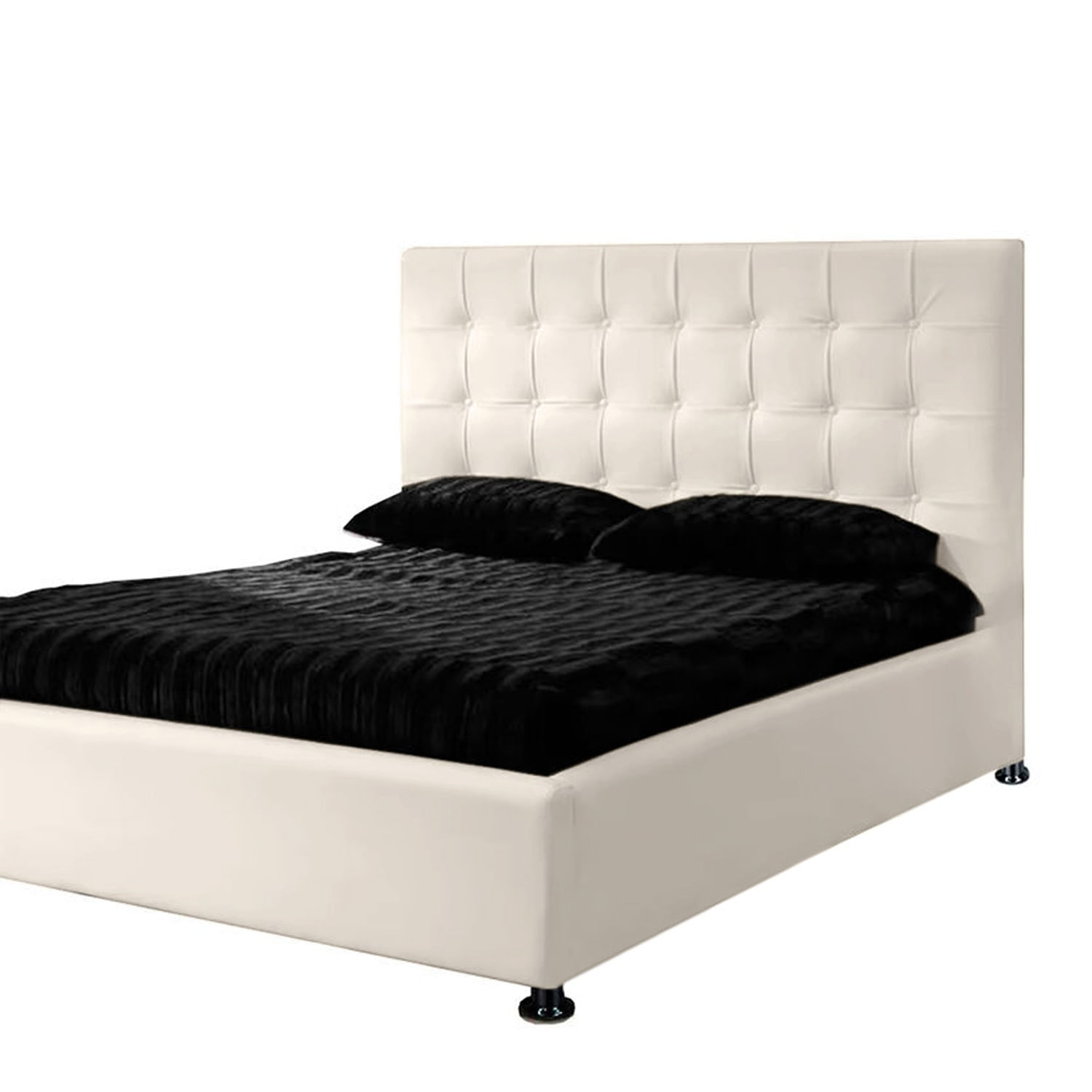 Base Cama Con Espaldar Doble Ilusion Blanco
