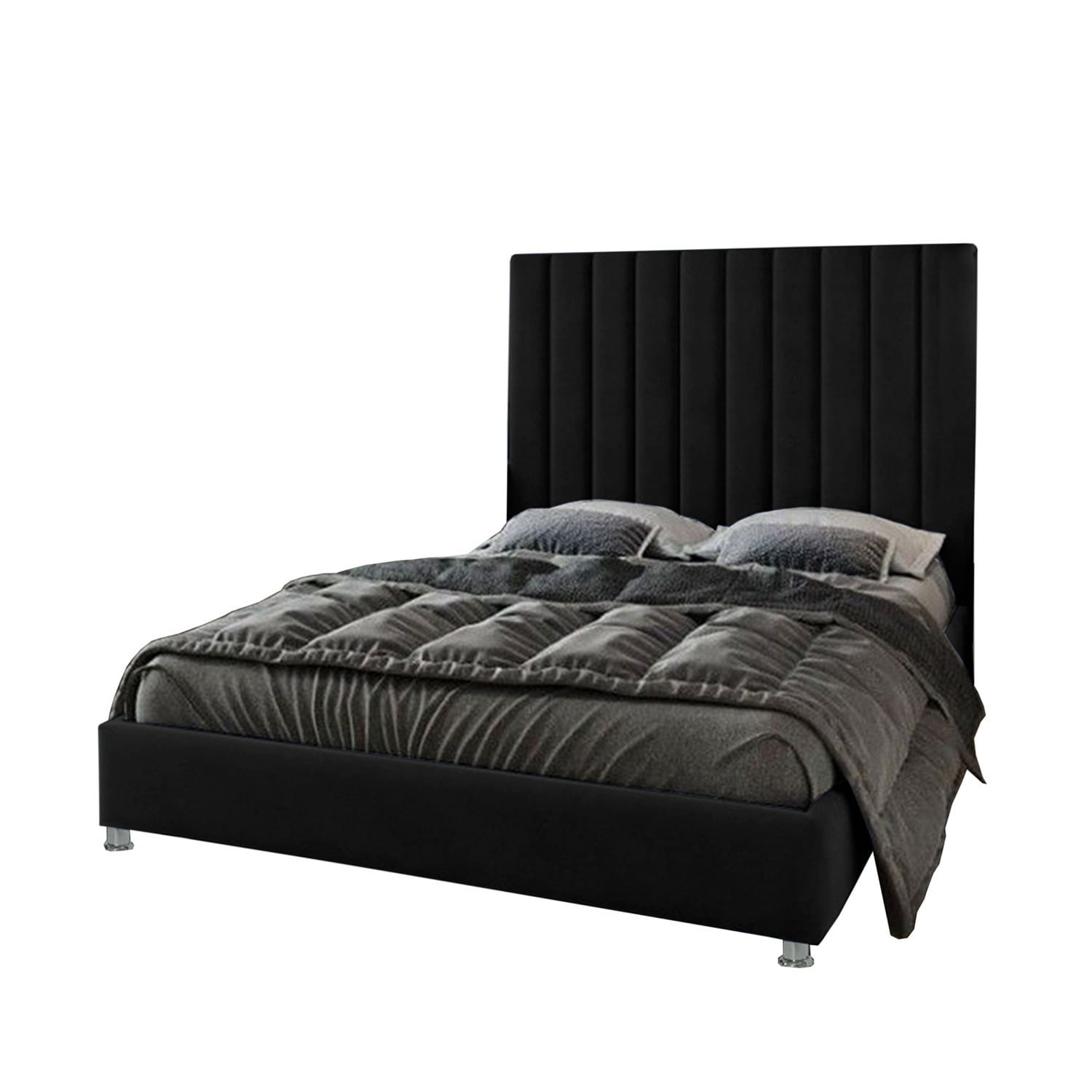 Base Cama Con Espaldar Doble Natura Negro