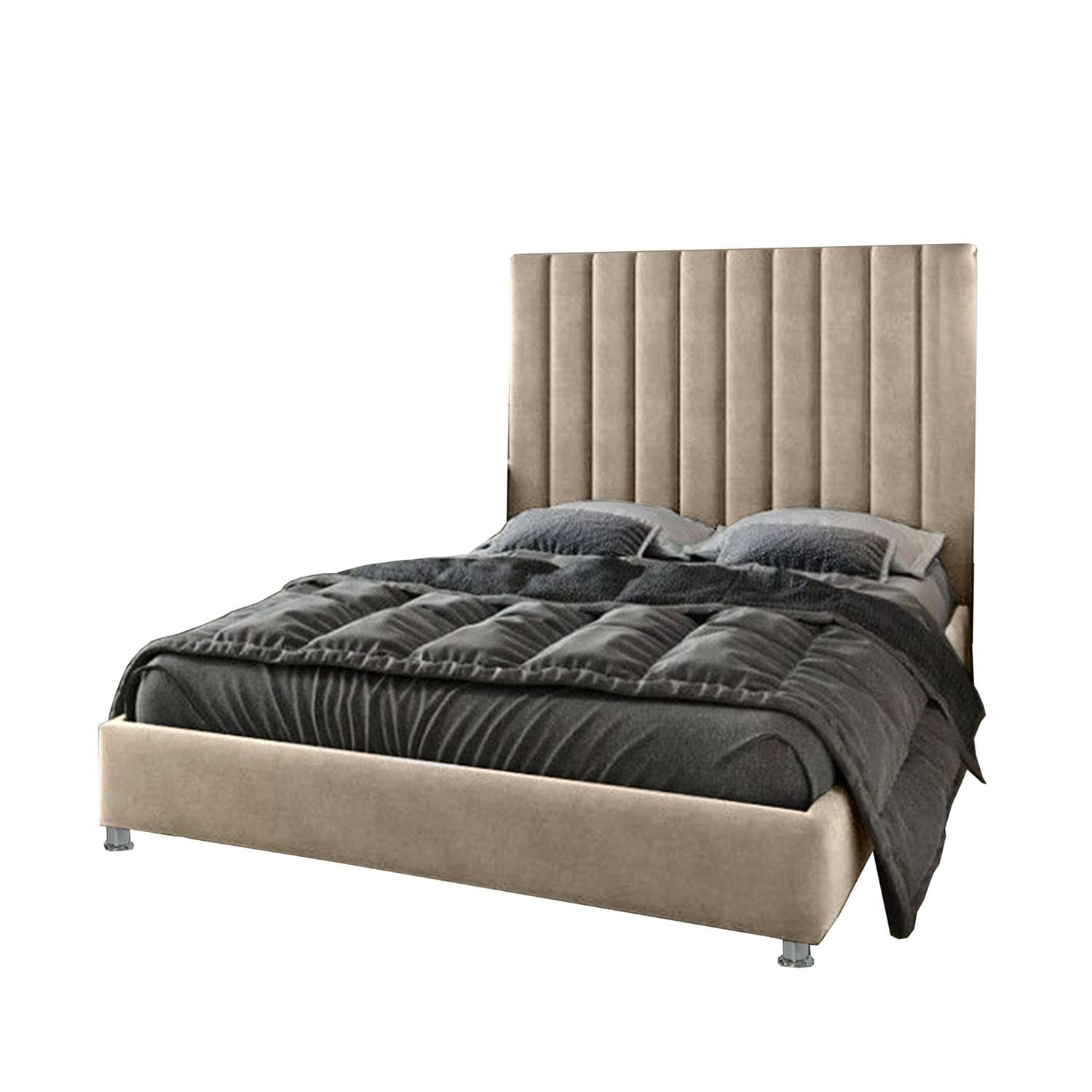 Base Cama Con Espaldar Queen Natura Taupe