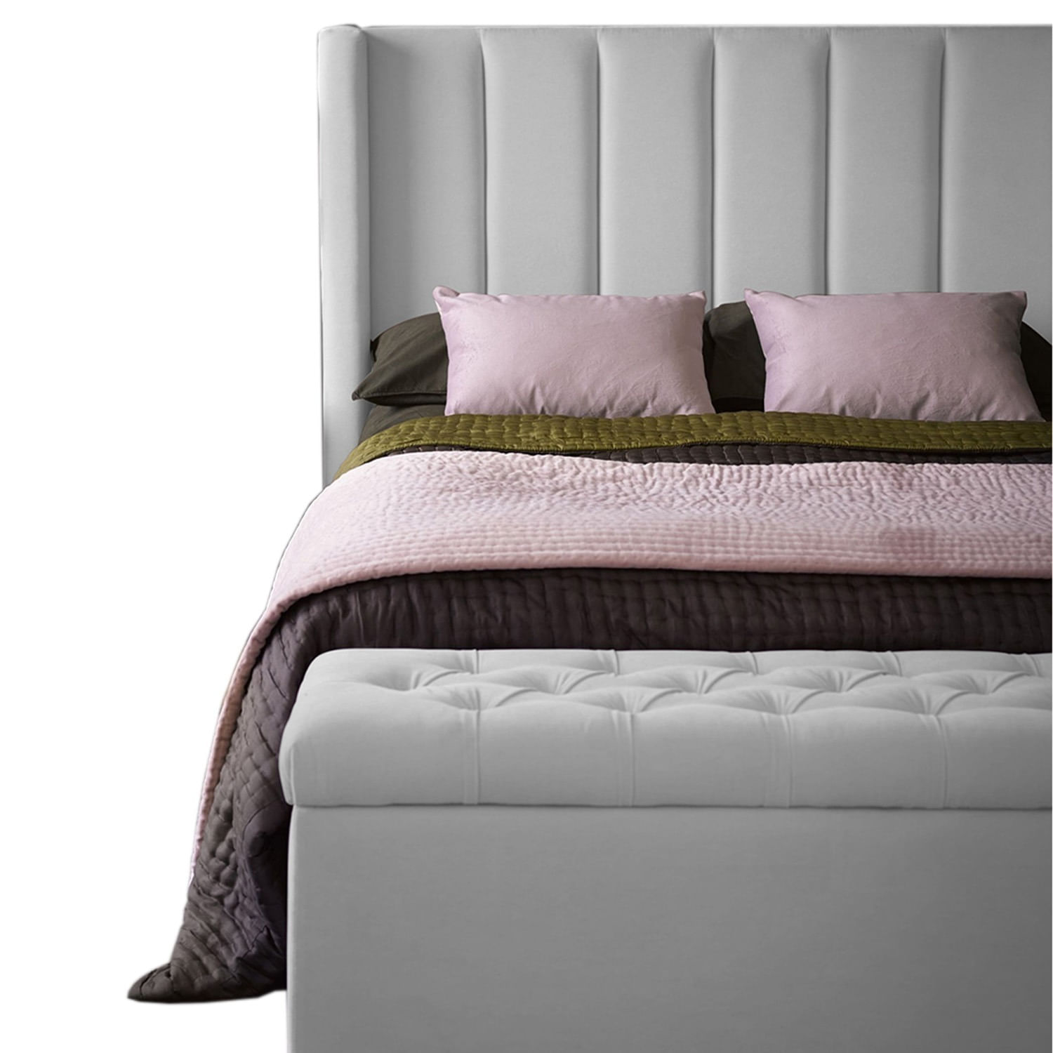 Base Cama Con Espaldar Doble Julieta Gris Perla