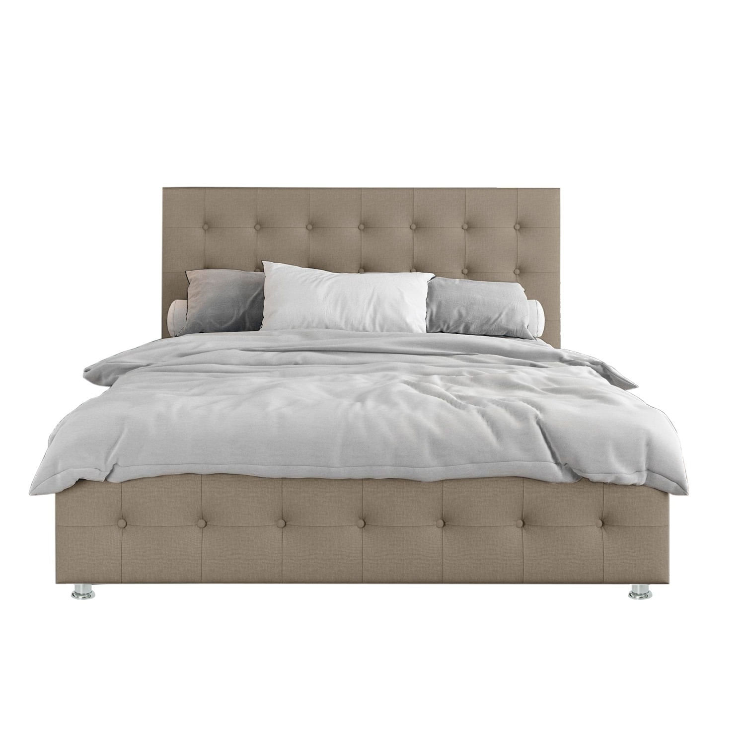 Base Cama Con Espaldar Doble Capital Taupe
