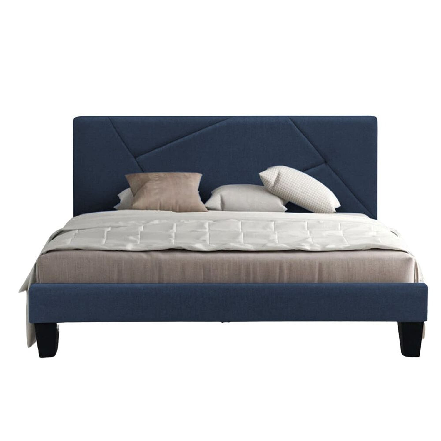 Base Cama Con Espaldar Doble Hampton Azul