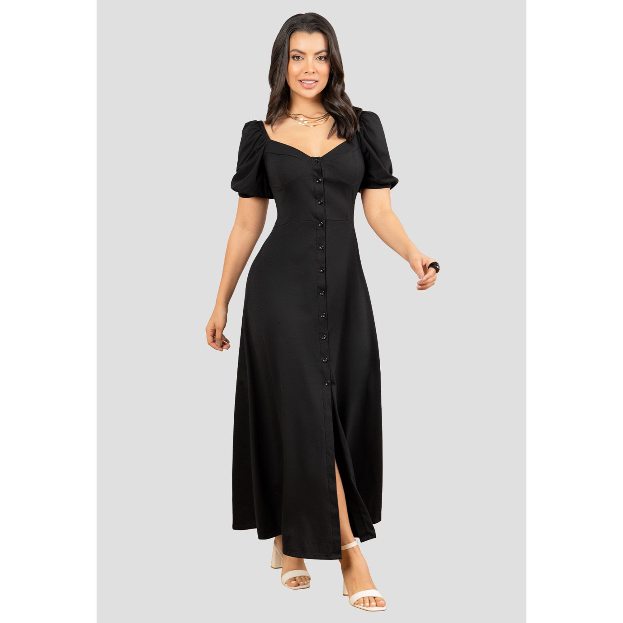 Vestido Largo Mujer Negro Mp 112045