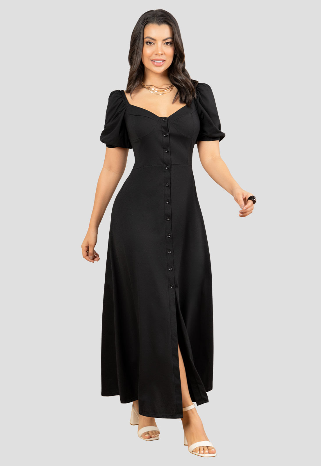 Vestido Largo Mujer Negro Mp 112045