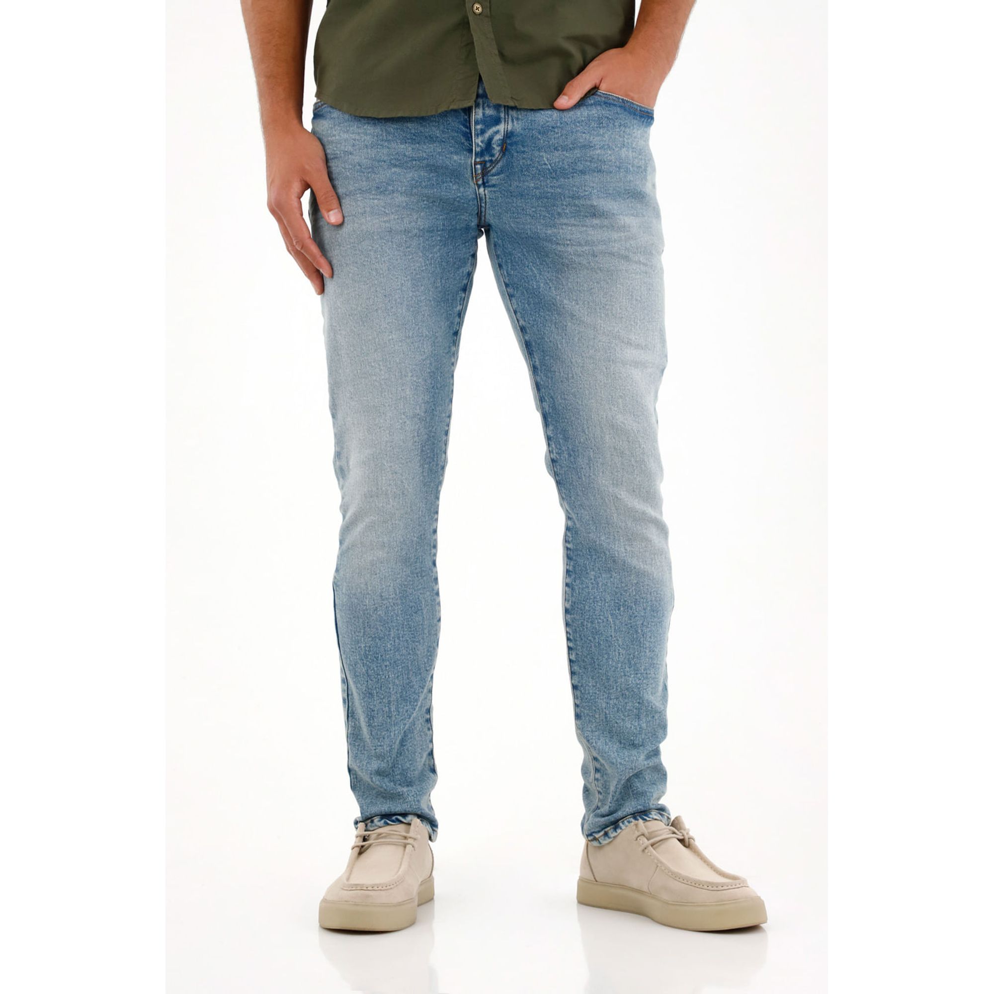 Jean Skinny tiro medio azul para hombre