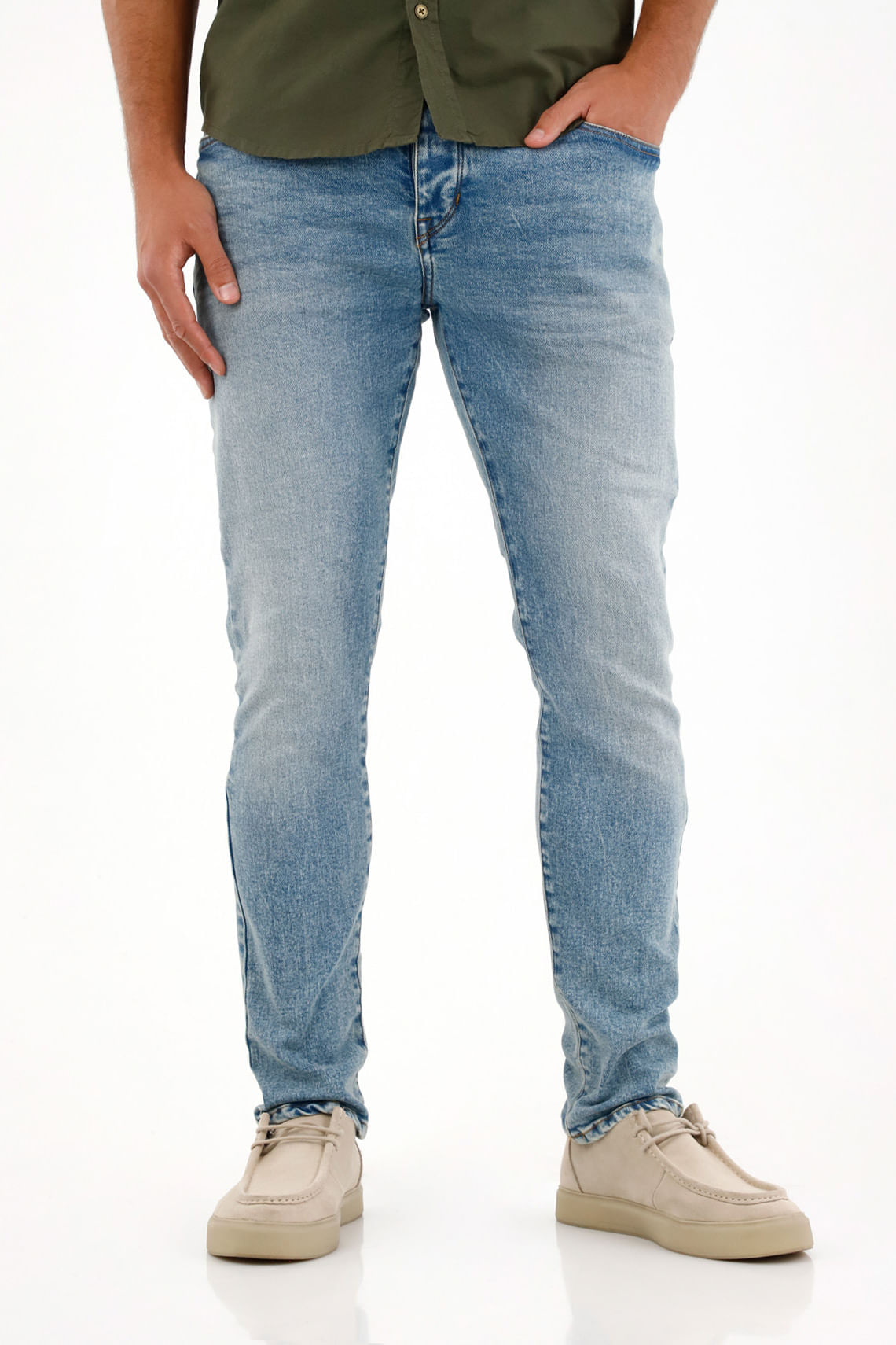 Jean Skinny tiro medio azul para hombre