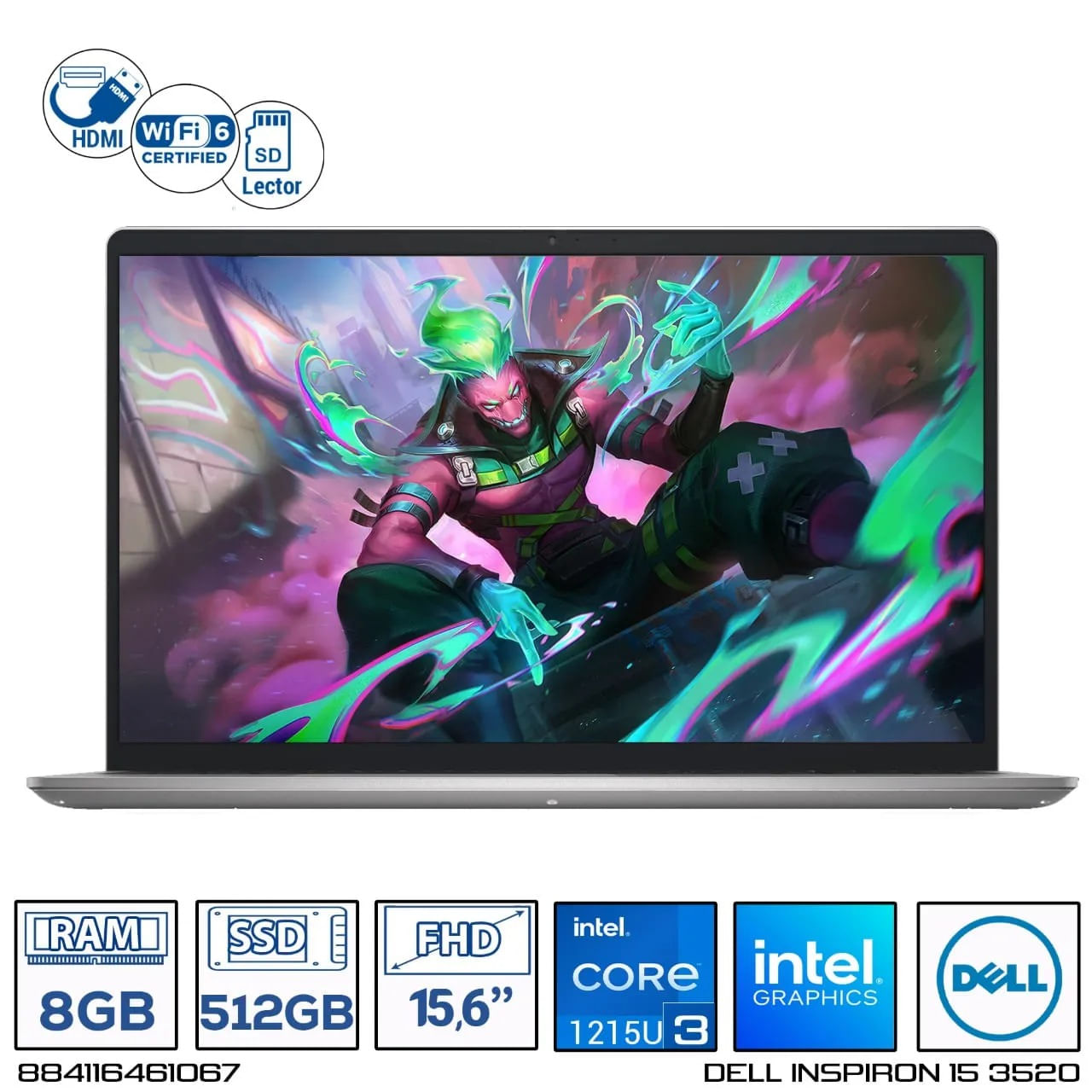 Computador Portatil Dell Inspiron 15 Intel core i3-1215U Ram 8GB - 512GB FHD 15,6