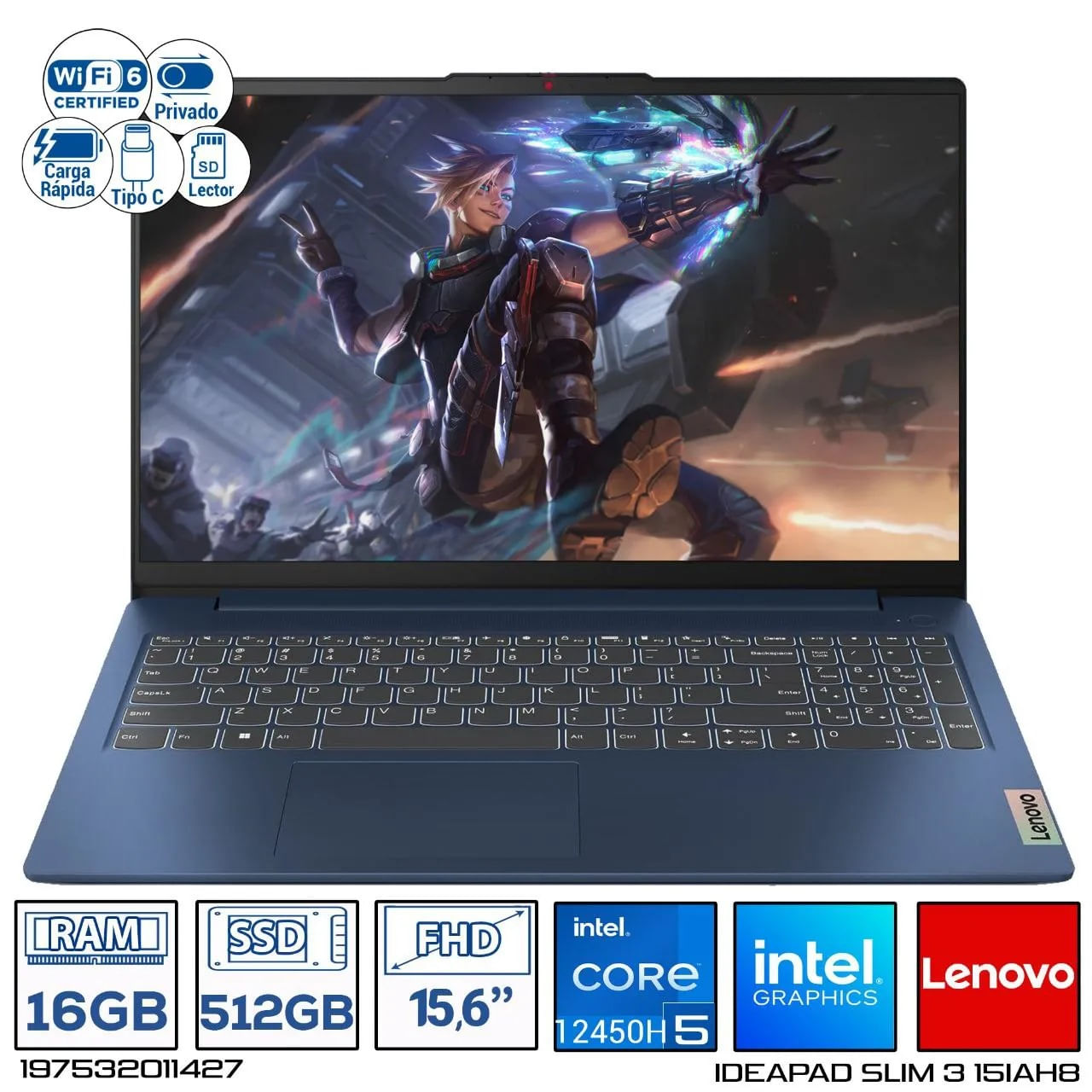 Computador Portatil Lenovo 15IAH8 Intel Core i5-12450H Ram 16GB - 512GB 15,6 FHD