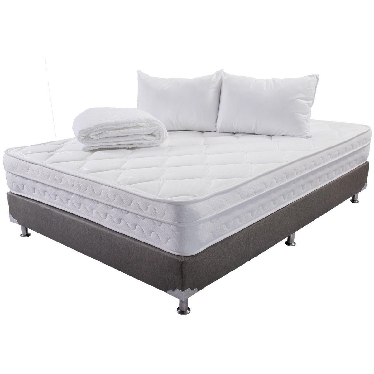 Combo Colchón Salvación + Base Cama + Protector + Almohada - Medida 160x190 - Firmeza Media